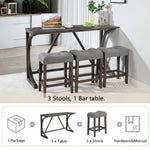 ZUN 4-Piece Bar Table Set with Power Outlet, Dining Bar Table and Chairs Set,Bar Table Set with 3 Padded W1998P193825