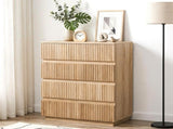 Handleless Grille-Finished 4-Drawer Bedside Table P2 Particleboard MDF & ,elamine Veneer 74317864