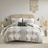 King/Cal King 4 Piece Printed Duvet Cover Set with Throw Pillow B035P148372