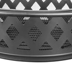 ZUN 30in Outdoor Metal Fire Pit with Cooking Grates Black 29194477