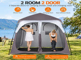 2-Person Pop Up Changing Tent, Dark Brown Portable Outdoor Shower Tent with 2 Rooms 2 Doors, Instant 29697306