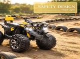 Yellow 12V Kids Electric ATV Recharging Ride-on Quad with Realistic Headlights & Wide Traction 24554687