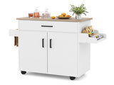 41.5" Rolling Kitchen Island Cart with Storage, White Kitchen Cart with Drawer Cabinet, Spice Rack 46052870