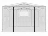 8*12ft Plastic Sprayed Iron Pipe PE Mesh Foldable Greenhouse Shed White 09240301