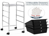 4 Drawers Metal Frame Storage Cart Rolling Bin Trolley, Black 95274103