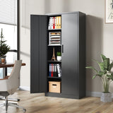 ZUN 72"H Metal Garage Storage Cabinet, Black Tool Steel Locking Cabinet with Doors and 4 Shelves, Tall 74034896