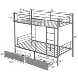 Twin Over Twin Convertible Bunk Bed with 2 Storage Drawers, Metal Bunk Bed Can be 58532352