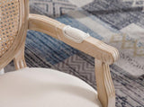 French Vintage Upholstered Fabric Dining Armchair, Set of 2, Beige W1622113267
