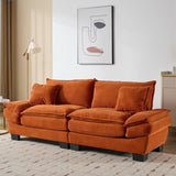Corduroy Sofa Sleeper Couch Loveseat Sofa with Pillows Comfy Upholstered Deep Seat Sofa for W676P227342