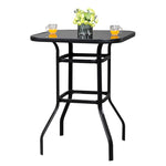 ZUN Wrought Iron Glass High Bar Table Patio Bar Table Black 70228562