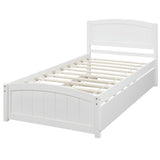 Twin size Platform Bed with Trundle, White WF194304AAK