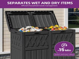 62 Gallon Dual Compartment Outdoor Garbage Bin, Waterproof Resin Trash Can with Tiered Lid & Drip 84236066