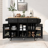 Kitchen Cart with Rubber wood Drop-Leaf Countertop ,Cabinet door internal storage racks,Kitchen WF298028AAB