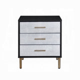 3 Drawers Particleboard Nightstand, Black, Silver and Gold B016P257162