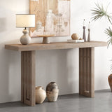 U_STYLE Uniquely Designed Oak Veneer Console Table with Distinctive Side Shapes, Suitable for N711P170550K