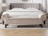 Kathy Roll Arm Entryway Accent Bench, Sky Neutral Beige Polyester B2719P238171