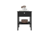 Nightstand, 1 Drawer, 1 Shelf, 4 Legs, Black Wengue B097P369428