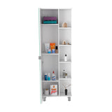 Urano Mirror Linen Cabinet, Four Interior Shelves, Five External Shelves -White B07091993