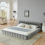 King size Upholstered Bed Frame Thick Fabric, Chenille Fabric Grounded Queen Size Platform Bed W487P246688