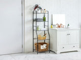 Matte Black Steel 5-Shelf Bathroom Storage Tower Unit 56884629