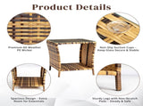 Glass Surface Yellow Gradient Iron Frame Rattan Side Table 24839289