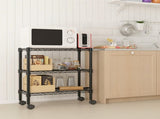 3-Layer Plastic Coated Iron Shelf with 1.5" Plastic Wheels 350*600*850 Black 03624024