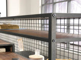 Industrial L-Shaped Desk with 2 Drawers and Shelves, Brown finish B356P402608