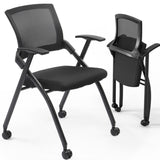 2 Pack Stackable Conference Room Chairs with Wheels, Folding Office Chair with Rebound Back, Padded 67372480