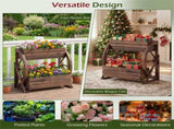 2-Tier Vertical Raised Garden Bed, Burned Finish Semi-Wheel Decorative Planter for Wedding 30447488