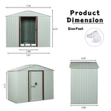 8ft x 4ft Outdoor Metal Storage Shed with metal foundation White W54071038