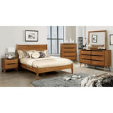 Mid-Century Modern Oak Color 1pc Nightstand Bedroom Furniture Solid wood Round Tapered Legs B011P236773