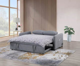 Radella 69"W Gray Linen Convertible Sleeper Sofa with USB Ports, Power Sockets, Pockets, Pillows, B061P296420