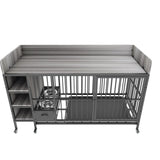 Large pet cage with storage rack, drawers with stainless steel food and water basin, made of iron W3064P245385