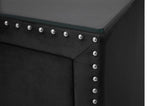 1pc Glam Style Two Drawers Nightstand Upholstered Nailhead Tufted Tempered Glass Wood Metal B011P288732