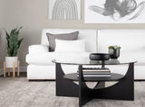 U-Shaped Contemporary Coffee Table in Black Wood and Clear Glass by LumiSource B202P223313