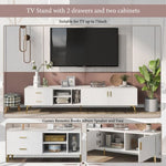 ZUN U-Can Modern TV Stand with 5 Champagne legs - Durable, stylish, spacious, versatile storage TVS up WF300600AAK