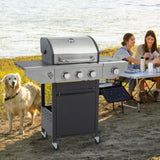 Propane Grill 3 Burner Barbecue Grill Stainless Steel Gas Grill with Side Burner, 37,000 BTU Outdoor W3212P279747