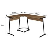 ZUN Oak and Black L-shape Computer Desk B062P184560