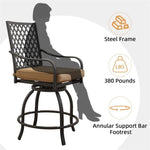 ZUN Outdoor Living Swivels Bar Stools, Outdoor Bistro Set for Garden Balcony Backyard Deck, High Bar W1859P203845