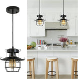 Vintage Farmhouse Pendant Light Rustic Metal Caged Pendant Lights Black Cage Hanging Lamp Adjustable 87437189