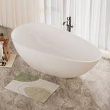 59" Freestanding Solid Surface Bathtub, Luxury Handcrafted Stone Resin Freestanding Soaking Bathtub W1573P176229