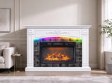 White Paint, 110*34.5*93cm, MDF with carved middle section & LED light strip, for 18in fireplace 29535199