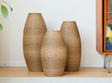 3-Piece Handcrafted PVC Floor Vase Set, 19.69" 23.2" 27.56" Tall, Natural Rattan-Like Textured beige W2796P446214