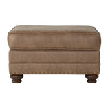 Leinster Faux Leather Ottoman with Antique Bronze Nailheads T2574P196595