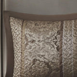 5 Piece Reversible Jacquard Bedspread Set Brown/Gold Queen B03597513