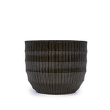 Set of 4 Fluted Ceramic Flowerpot, Modern Planter for Patio, Garden, Windowsill - Dark Coffee W3273P321575