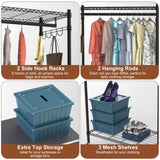 2 Tier Clothing Rack With Cover Portable Wardrobe Closet Covered Garment Rack with 4 Wheels 2 33352784