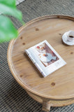 D29.7" x 16.5"Round 2-Tiered Side Tabel, Natural End Tabel for Lving Room Bedroom Entryway, Brown W2078P155914