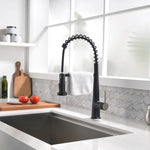 ZUN Faucet for Kitchen Sink, Black Kitchen Faucet with Pull Down Sprayer, Modern Commercial Spring W1932P154734