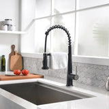 ZUN Faucet for Kitchen Sink, Black Kitchen Faucet with Pull Down Sprayer, Modern Commercial Spring W1932P154734